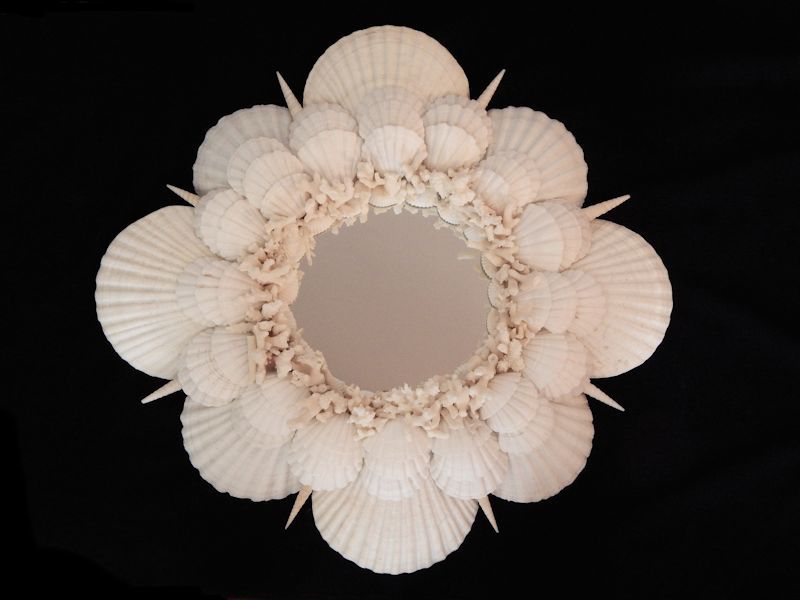 Giant White Scallop Mirror 21 3/4" x 23" Lot#10295 Giant White Scallop Mirror 21 3/4" x 23" Lot#10295