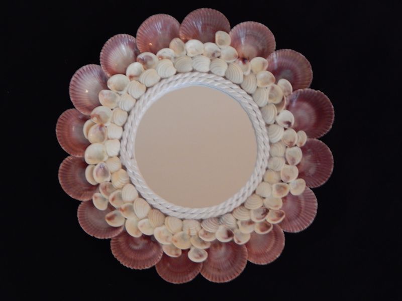 Pecten Nobilis Scallop Mirror 10 3/4" x 10 3/4" Lot #10230 Pecten Nobilis Scallop Mirror 10 3/4" x 10 3/4" Lot #10230